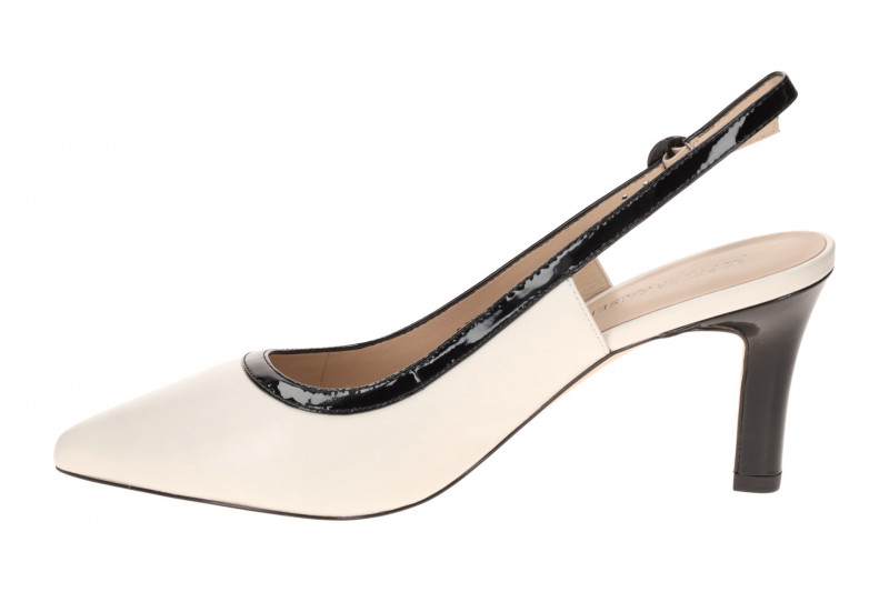 Peter Kaiser Sling Pumps weiß schwarz Lack 79640