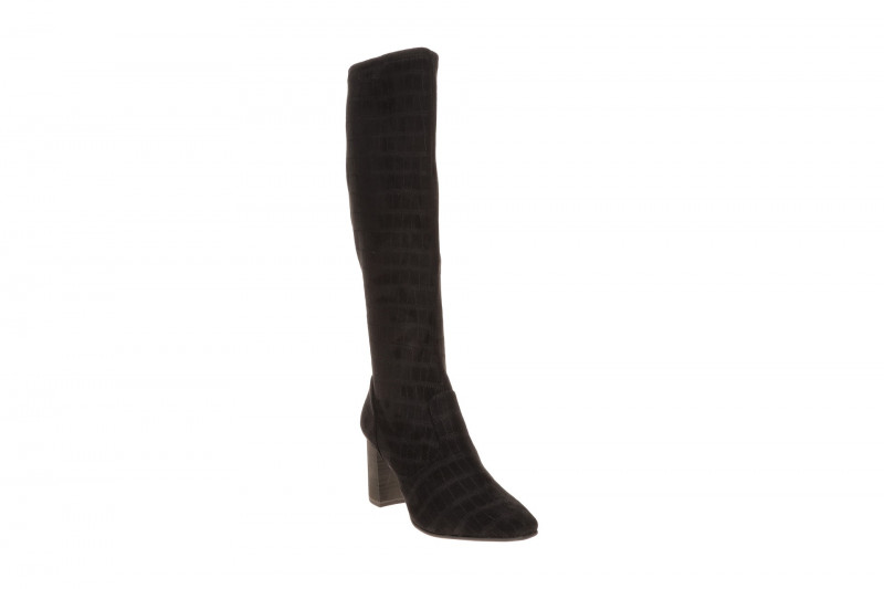 Caprice Lang Schaftstiefel schwarz Stretch Kroko 25520