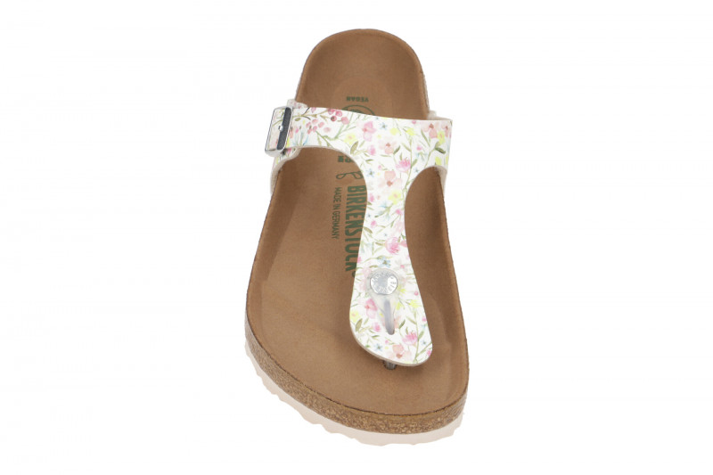 Birkenstock Gizeh BS Pantolette weiß Blumen 1018466