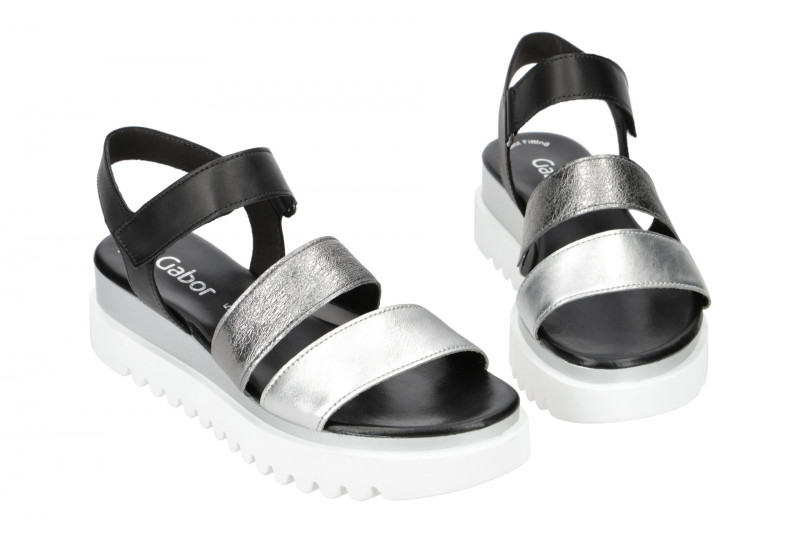 Gabor Plateau Sandale silber schwarz 24.610.61