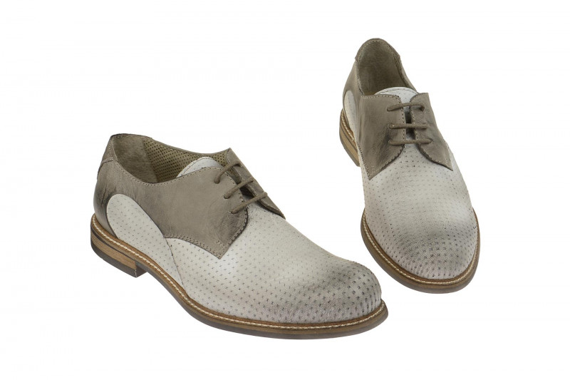 Bello Schuhe weiß grau Piquet HE176