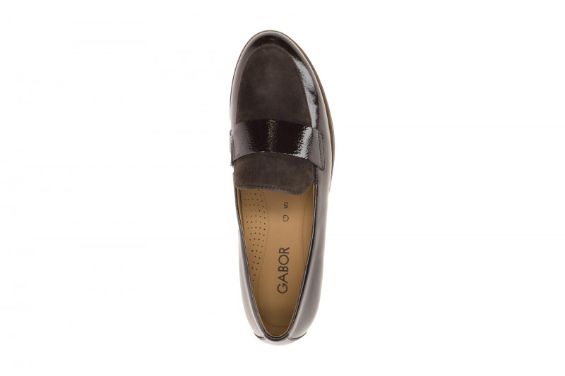 Gabor Schuhe Slipper braun Lack Velour Loafer 4005.01