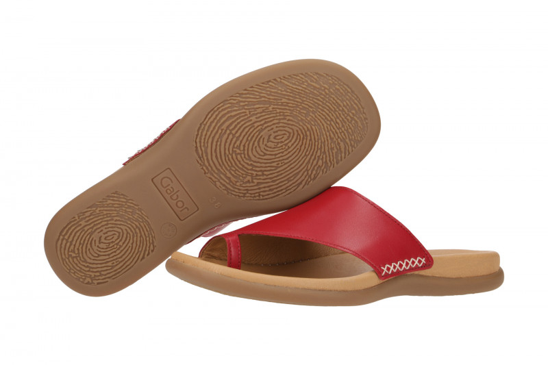Gabor Zehentrenner Pantolette rot Nappa Lederfußbett