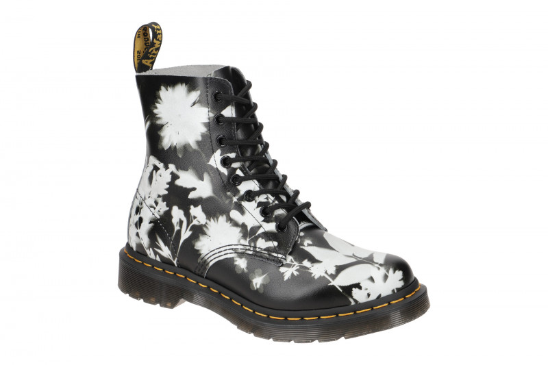 Dr Martens Pascal Stiefel schwarz weiß Blumen 1460