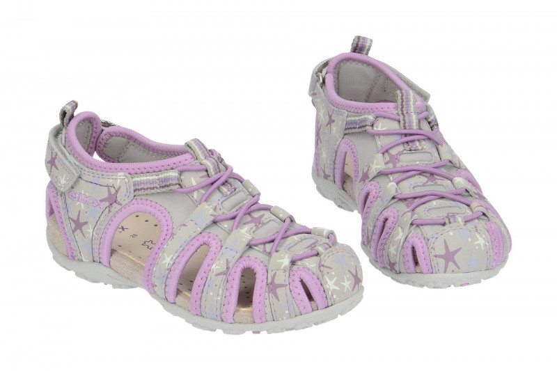 Geox Mädchen Klett Sandale grau lila