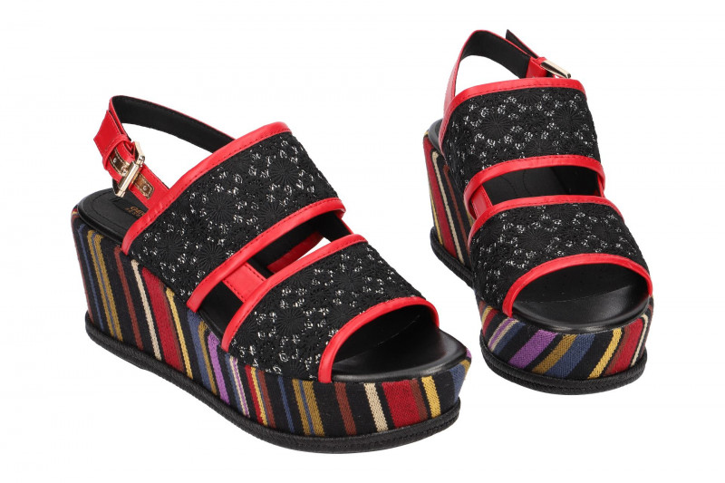 Geox Sakely Plateau Sandale schwarz rot