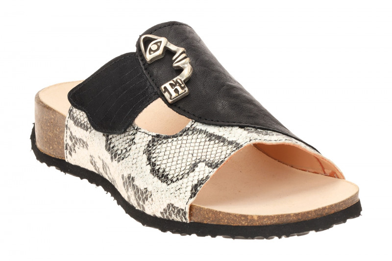 Think Mizzi Pantoletten schwarz weiß Schuppen 124