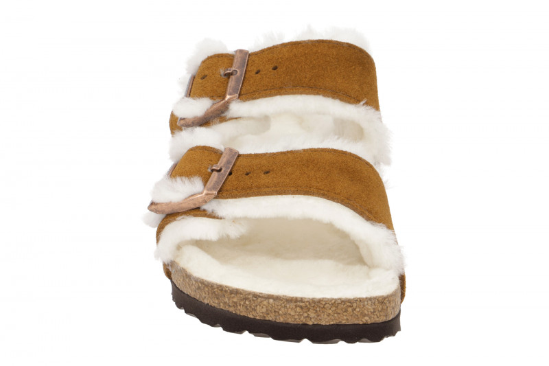 Birkenstock Arizona Shearling Pantolette braun Lammfell Schmal 1001135