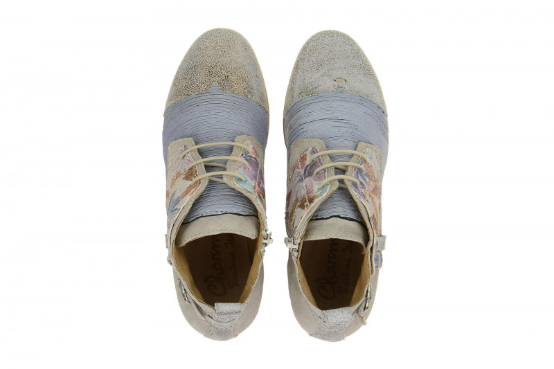 Charme Stiefelette grau blau Blumen 0064