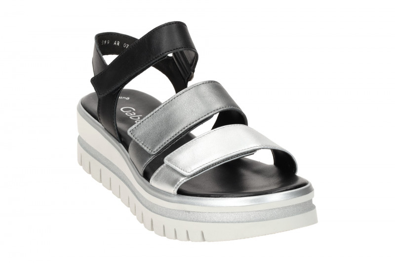 Gabor Plateau Sandalen sillber grau schwarz Metallic 84.620.61
