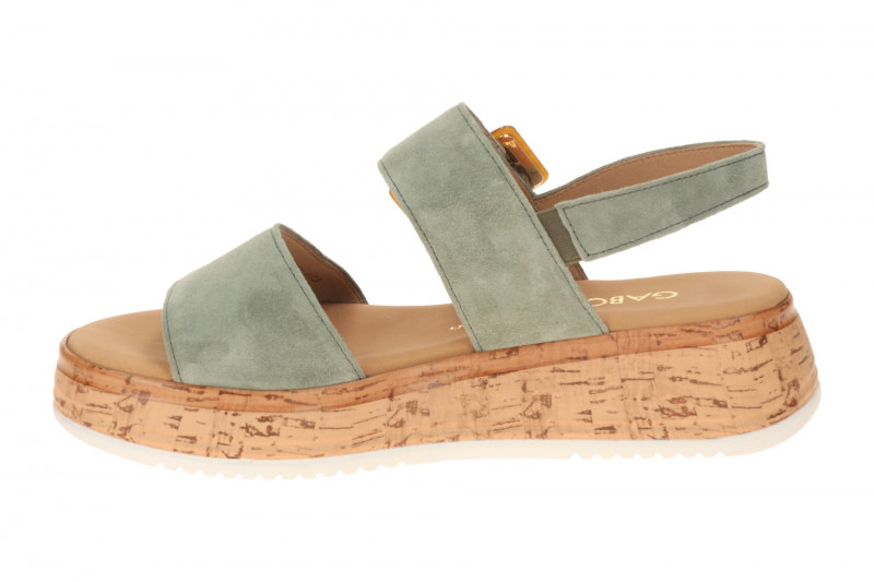 Gabor Plateau Sandale grün Velour Kork 82.744.44