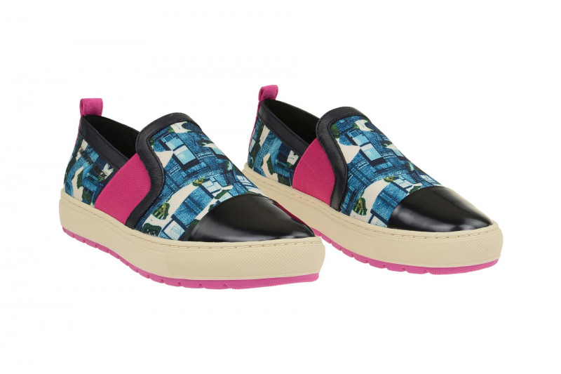 Geox Breeda Designer Schuhe Slipper blau print