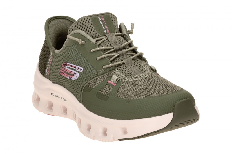 Skechers Glide Step Schuhe grün olive Damen SLIP-INS 150420