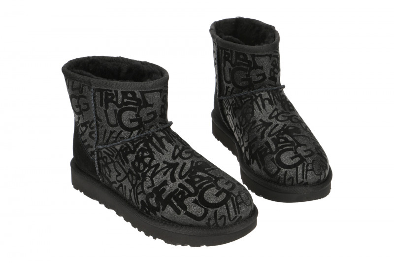 UGG Stiefel schwarz Classic Mini Sparkle Graffiti