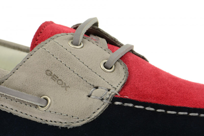 Geox Respira Juarez Schuhe Mokassin in rot blau grau