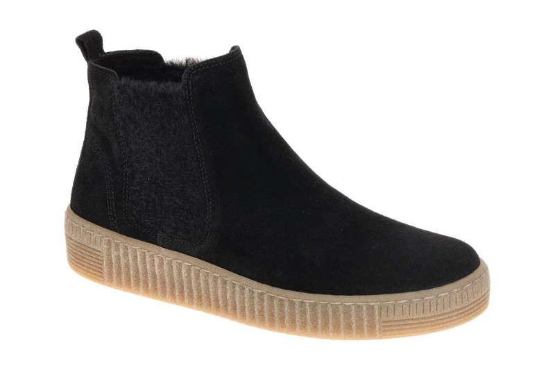 Gabor Stiefelette Chelsea-Boots schwarz Velour 8013.02.013