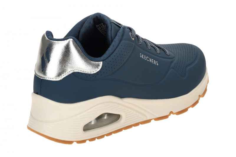 Skechers Uno Schuhe Damen Slipper blau silber 155196