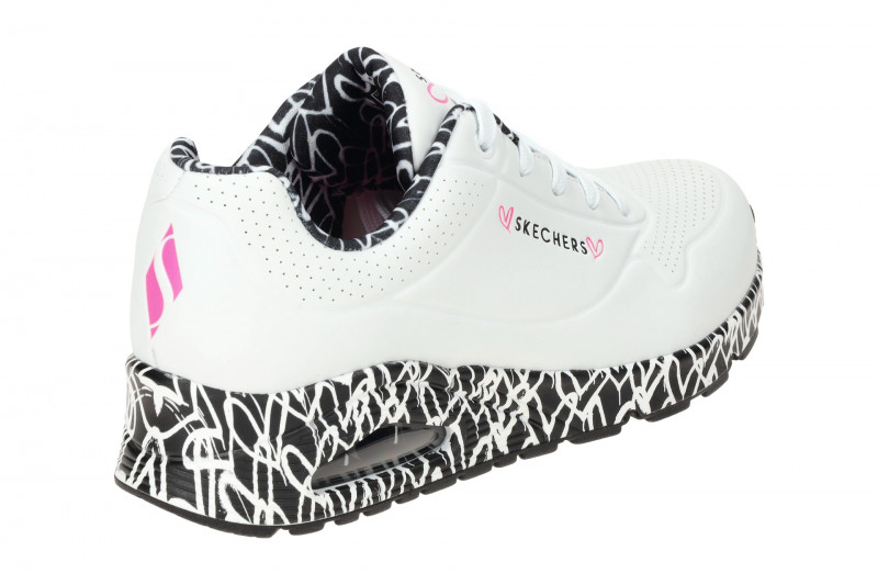 Skechers Uno Schuhe weiß schwarz Lovewall 155506
