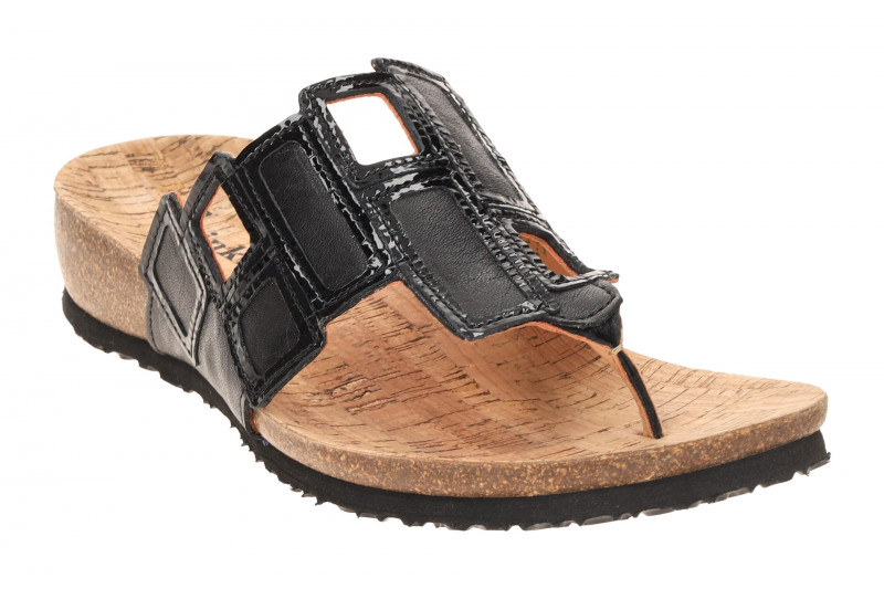 Think Julia Pantolette Zehentrenner schwarz Lack Viereck 1136