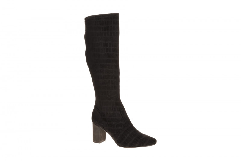 Caprice Lang Schaftstiefel schwarz Stretch Kroko 25520