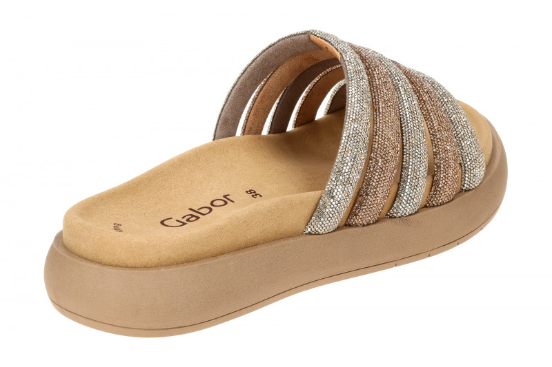 Gabor Plateau Pantolette gold kombi Strass 83.752.82