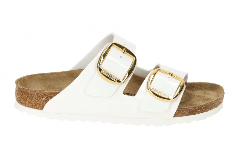 Birkenstock Arizona Big Buckle Pantolette weiß Lack Schmal 1019818