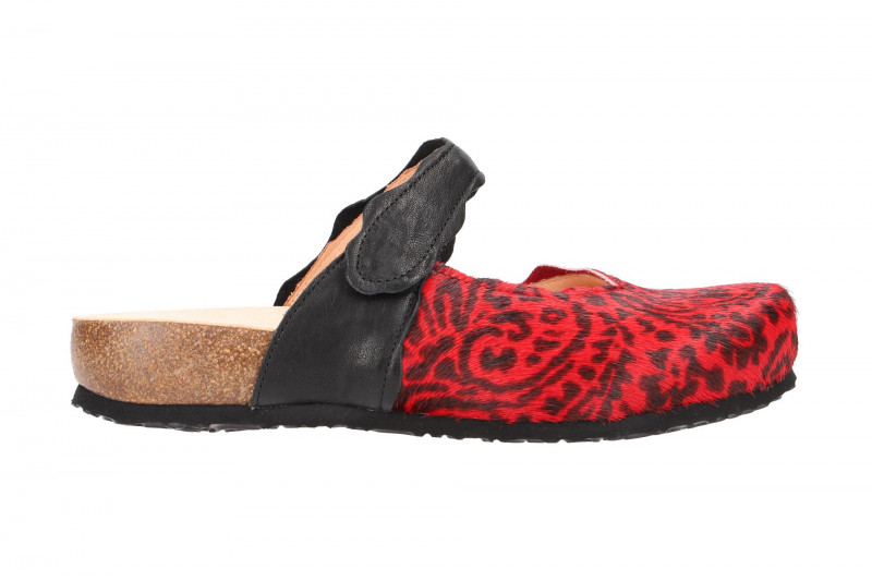 Think Julia Pantolette Clogs rot schwarz Fell