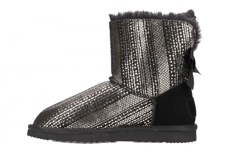 Oog Stiefel schwarz silber Schleife Boots