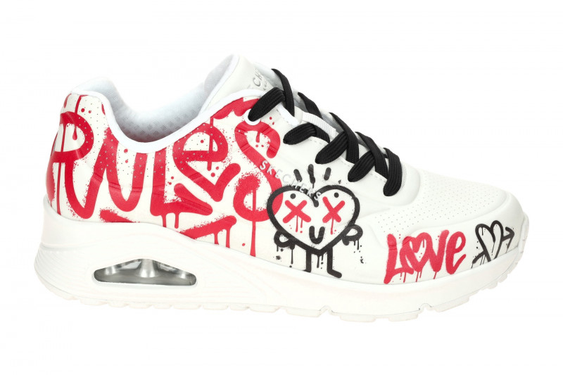 Skechers Uno Schuhe weiß rot Graffiti 177082