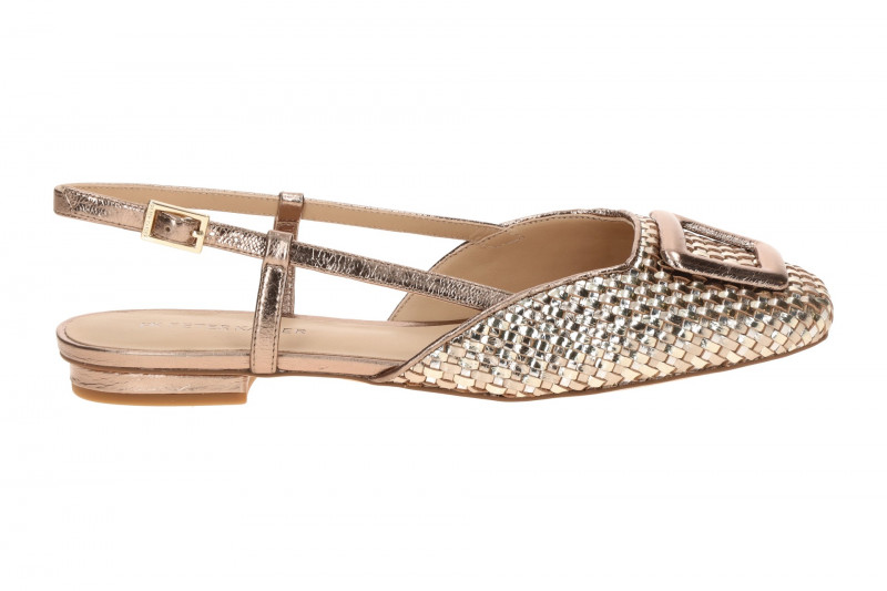 Peter Kaiser Sling Pumps taupe braun metallic Flecht 79481