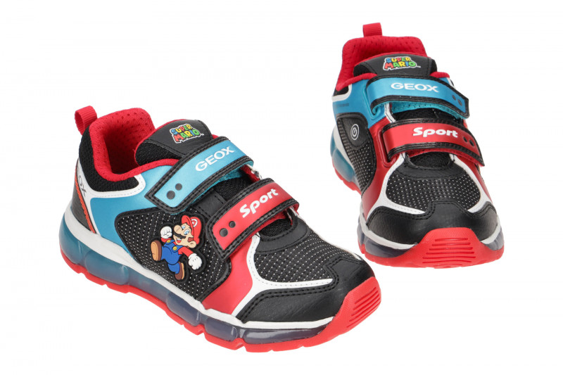 Geox Kinder Schuhe schwarz rot Super Mario J1644A