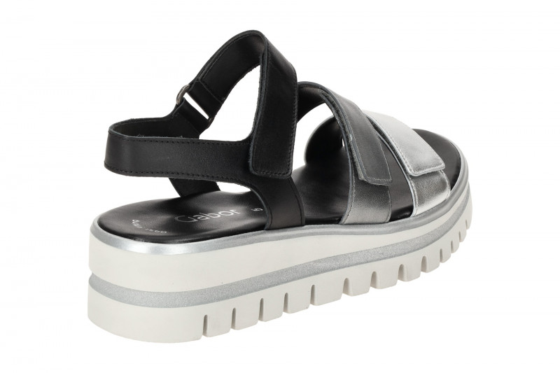 Gabor Plateau Sandalen sillber grau schwarz Metallic 84.620.61