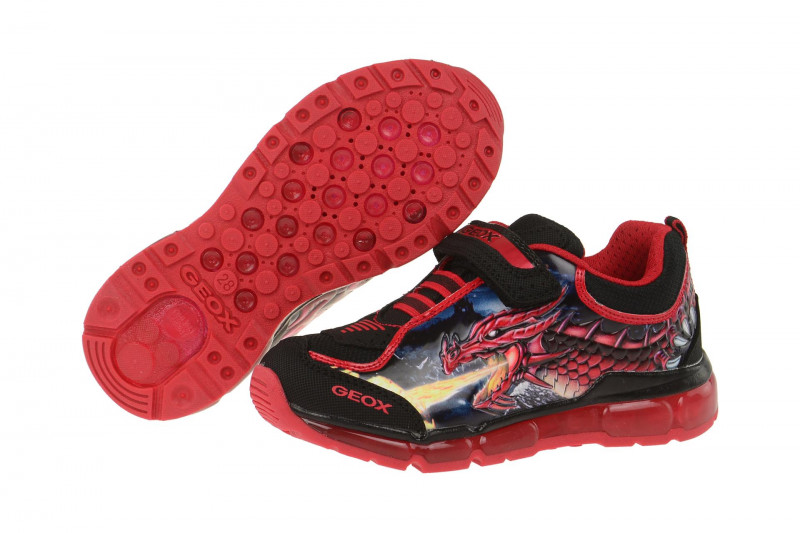 Geox Android Schuhe rot Drachen Blinker J6444A