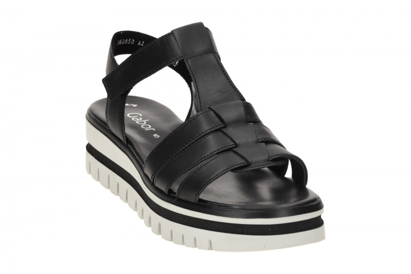 Gabor Plateau Sandalen schwarz Nappa T-Steg 64.625.27
