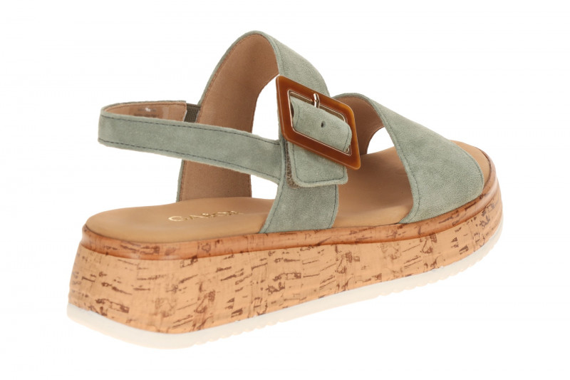 Gabor Plateau Sandale grün Velour Kork 82.744.44