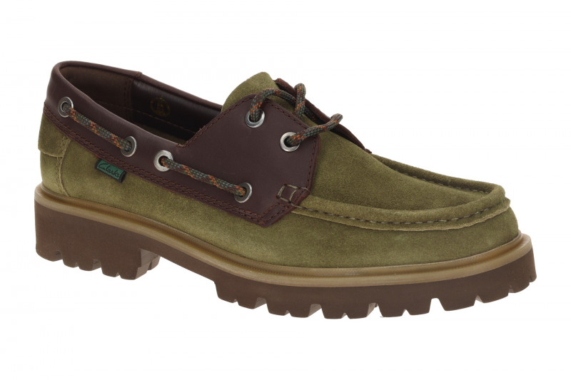 Clarks Cleyhill Boat Schuhe grün olive Herren Bootsschuhe 26188180
