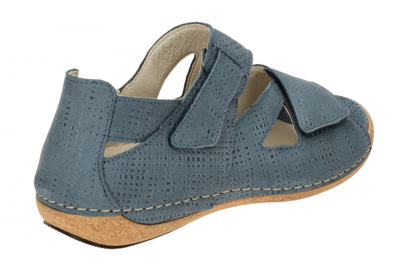Waldläufer Heliett Sandale blau Klett H-Weite 342025