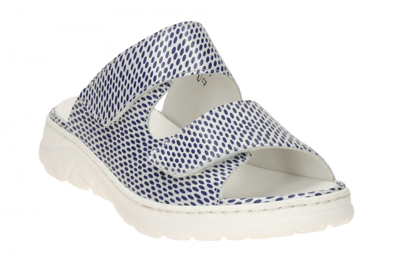 Waldläufer Joline Pantolette blau silber gemustert H-Weite 756501