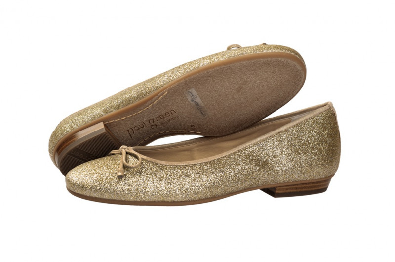 Paul Green Ballerinas 3104-781 in glitter gold