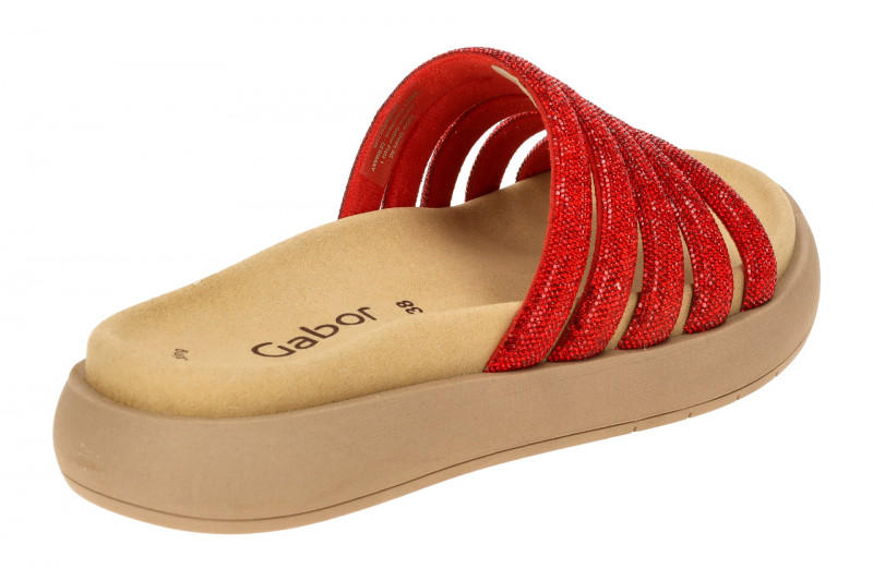 Gabor Plateau Pantolette rot Strass 63.752.85