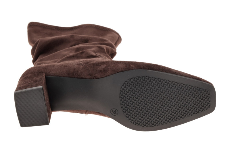 Caprice Stiefel Mid Rise braun Stretch Samt gerafft 25303