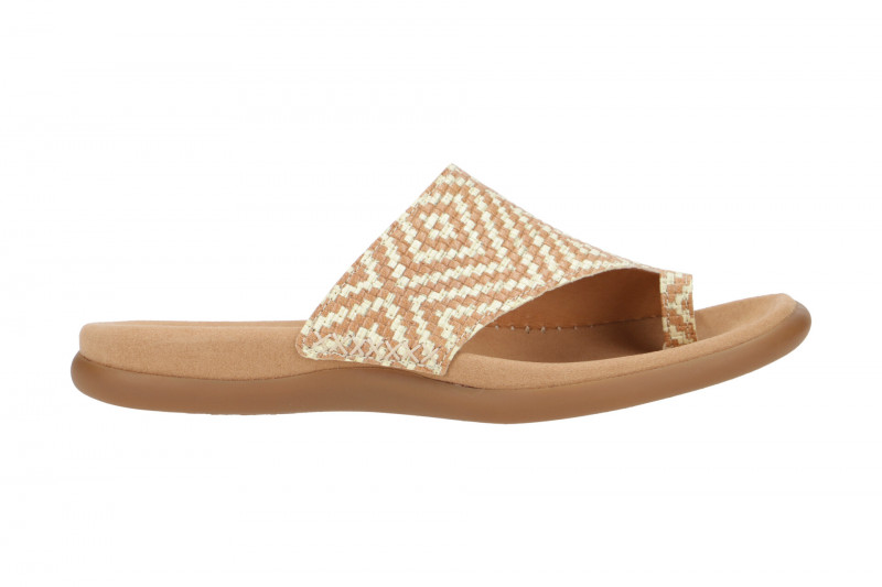 Gabor Zehentrenner Pantolette braun beige Flecht
