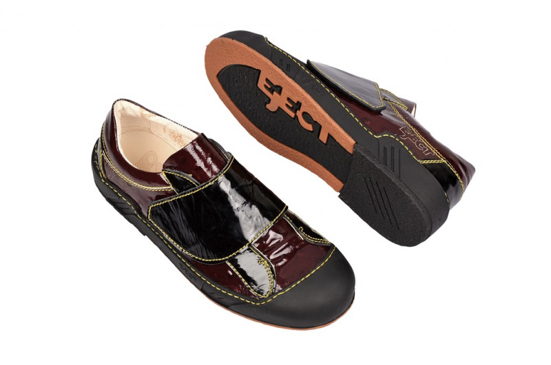 Eject Puzzle Schuhe rot schwarz Lack