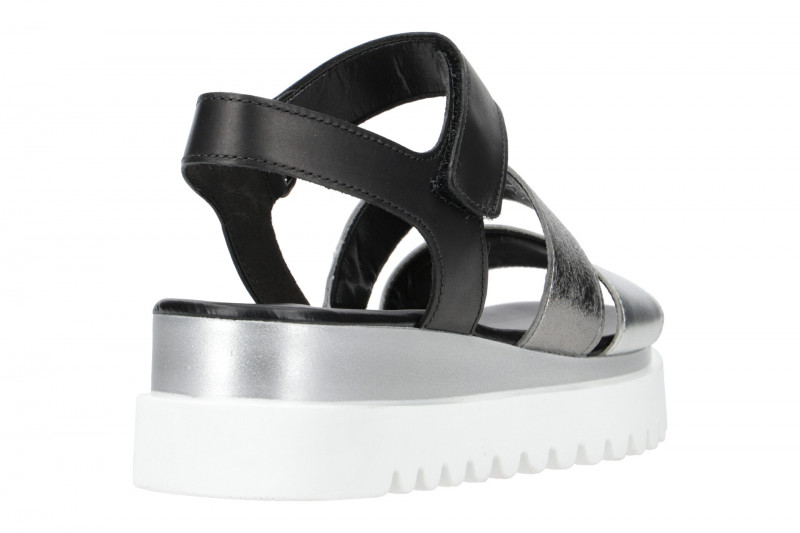 Gabor Plateau Sandale silber schwarz 24.610.61