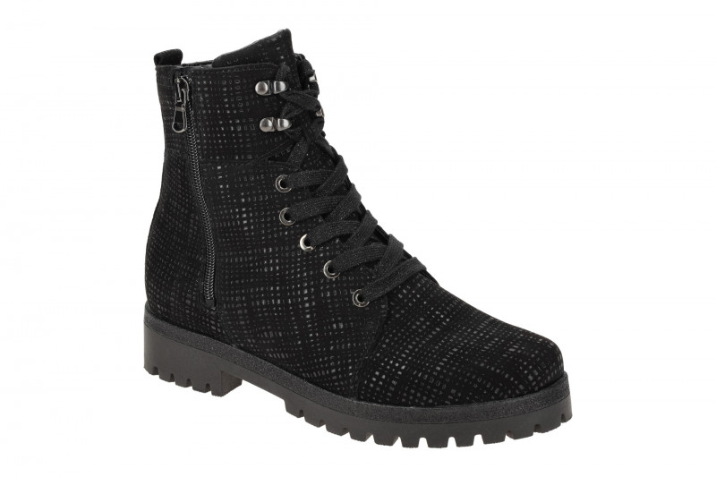 Waldläufer Hanako Stiefel schwarz Lackmuster 338813
