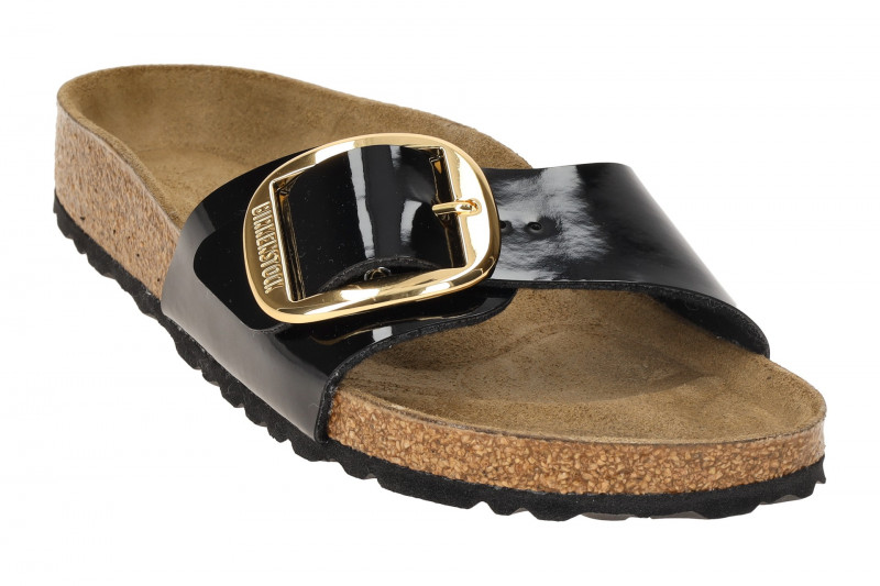 Birkenstock Madrid Big Buckle Pantolette schwarz Lack SCHMAL 1027785