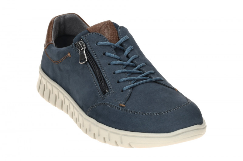 Waldläufer Baldo Schuhe Sneaker blau braun H-Weite Nubuck 907005