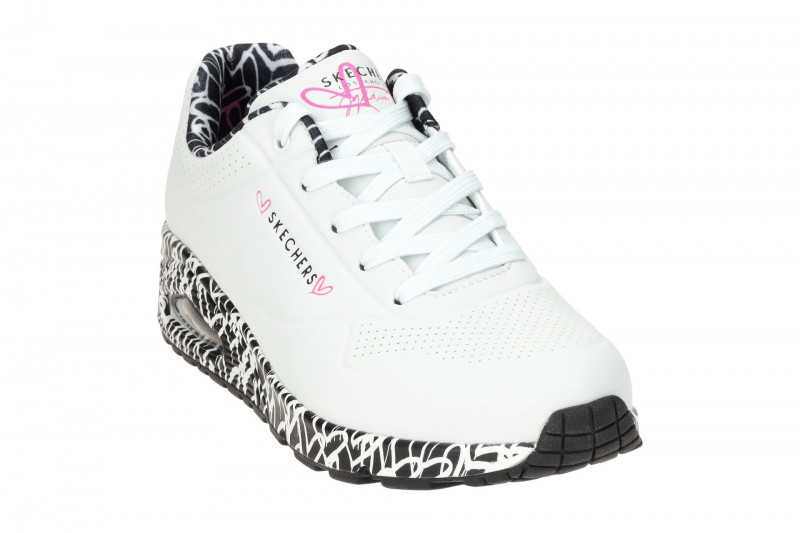 Skechers Uno Schuhe weiß schwarz Lovewall 155506