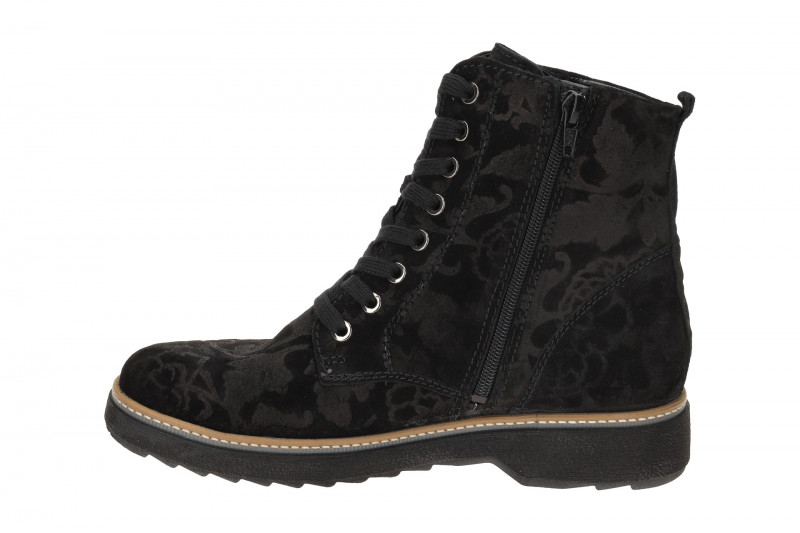 Waldläufer Kitomi Winter Stiefel schwarz Blumen K-Weite