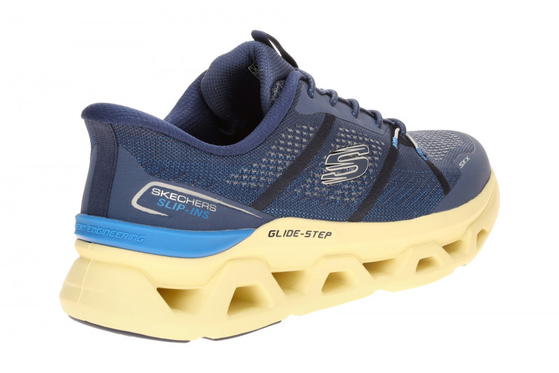 Skechers Glide Step Schuhe blau gelb Herren Slip-Ins 233023